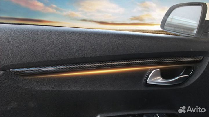 Карбоновые молдинги дверной карты Киа Рио 4