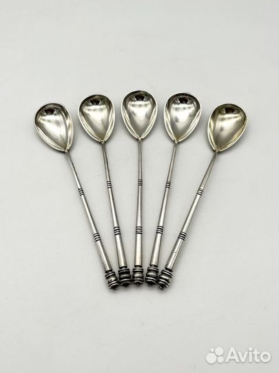 Набор 5 чайных ложек серебро 84 проба 132,3 гр
