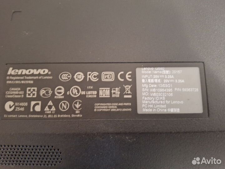 Ноутбук lenovo g580