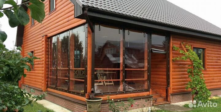 Мягкие окна на беседку террасу кафе