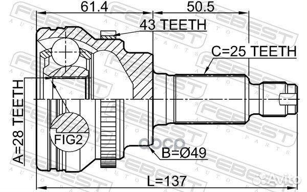 Шрус наружный 28X49X25 подходит для suzuki igni