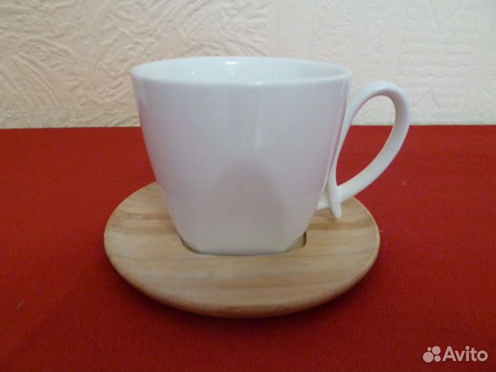 Чайно-кофейная пара, фарфор, дерево