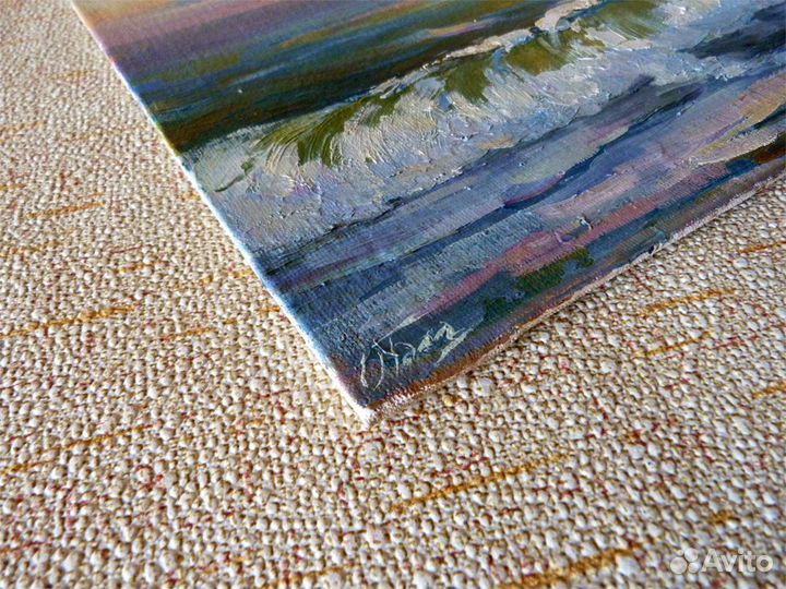 Картина маслом на холсте закат, морской пейзаж