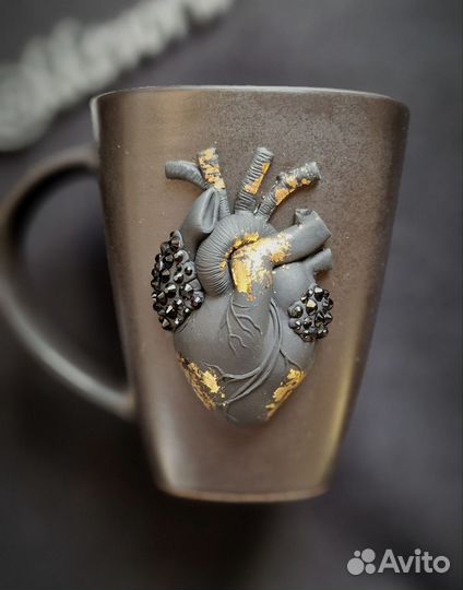 Кружка в подарок из полимерной глины Сердце