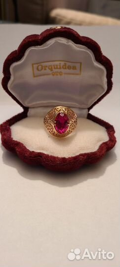 Золотое кольцо с рубином 583 проба СССР