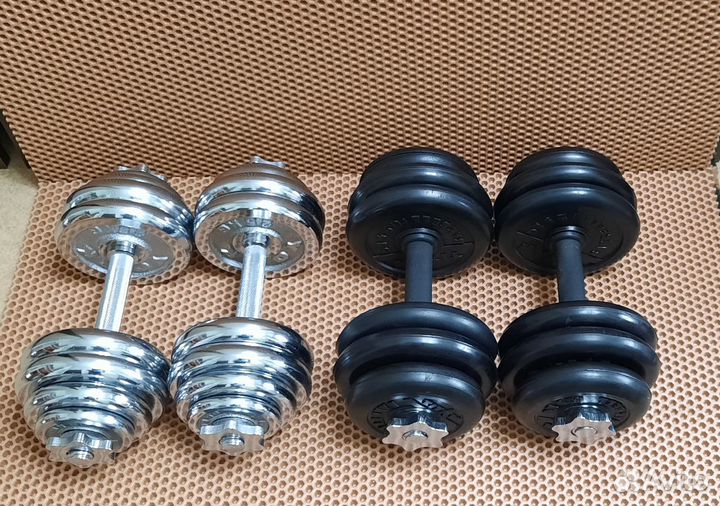 Гантели хром разборные 30кг. 28кг. Гриф 1200мм