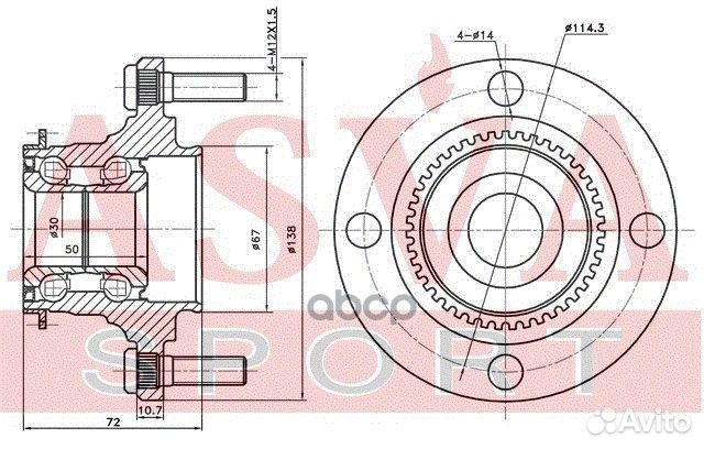 Ступица задняя С кольцом абс mtwh-CSA43R asva