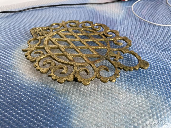 Винтажная подставка под горячее, латунь