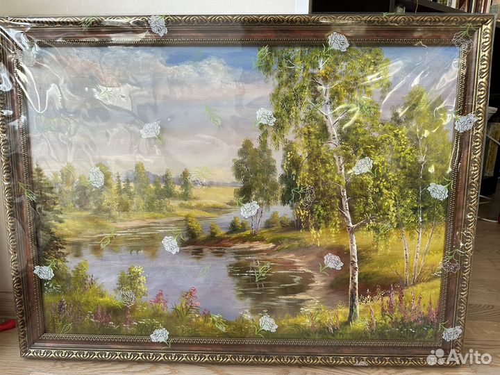 Картина маслом на холсте пейзаж в раме