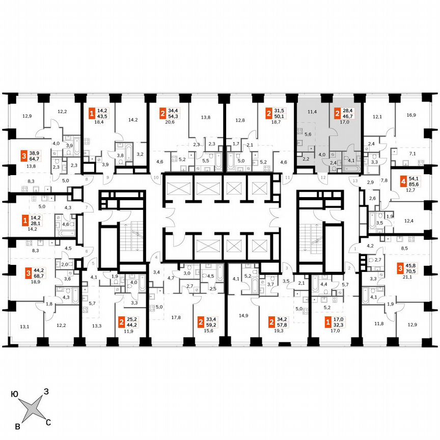1-к. квартира, 46,7 м², 2/49 эт.