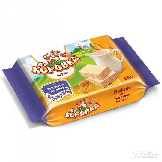 Опт - Вафли Коровка Топлёное молоко 150г