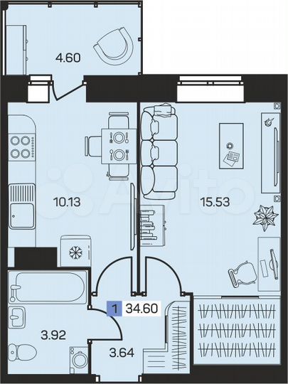 1-к. квартира, 35 м², 8/8 эт.