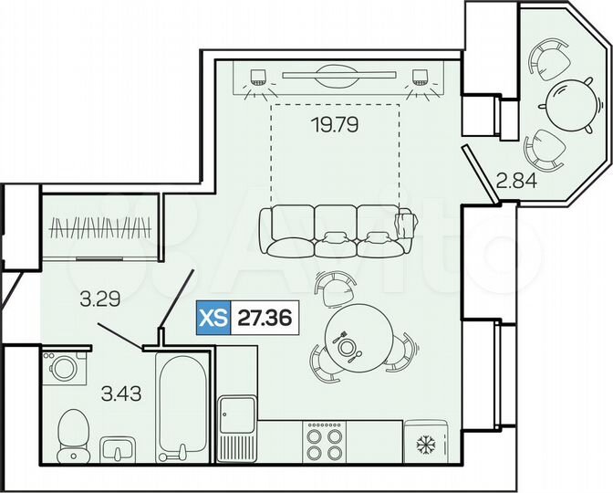 Квартира-студия, 27,4 м², 9/9 эт.