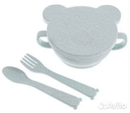 Детская эко посуда Bear (миска, ложка и вилка)