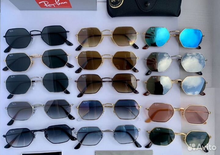 Очки ray ban octagonal голубые