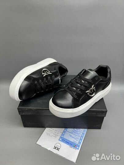 Кеды Pinko женские черные кожаные замшевые