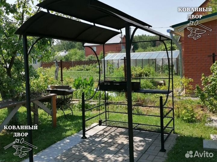 Мангал с крышей и печкой