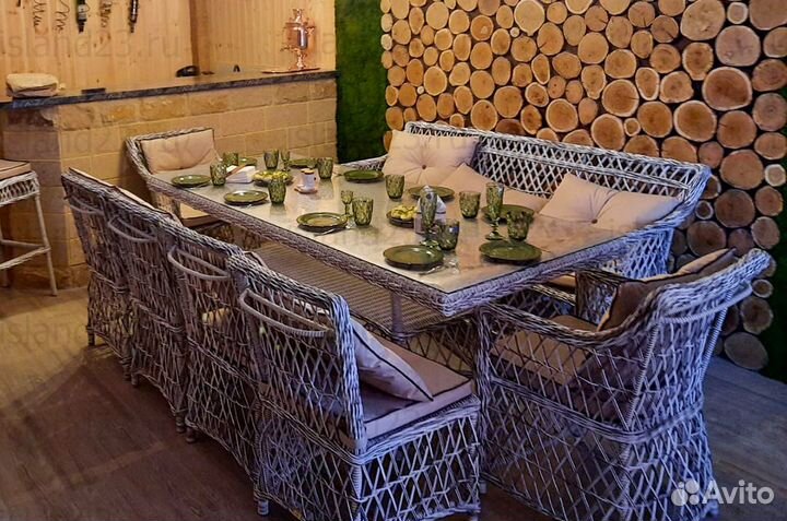 Обеденный комплект стол и стулья из экоротанга