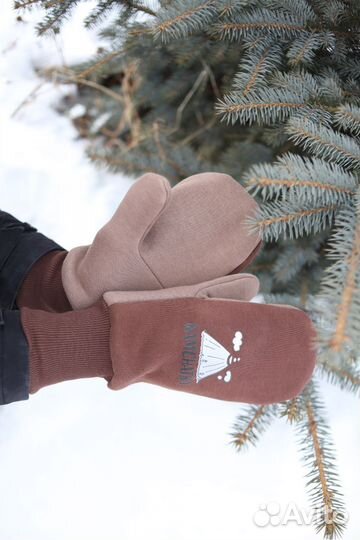 Варежки футер с начёсом ручная работа