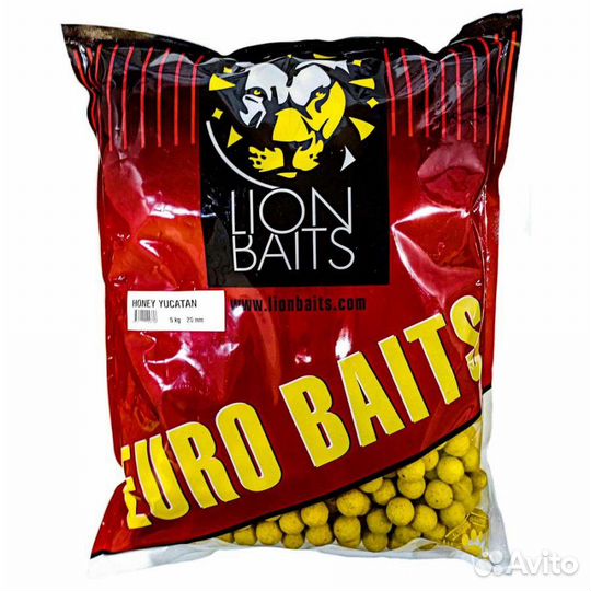 Бойлы тонущие lion baits серии euro baits Мед Юкат