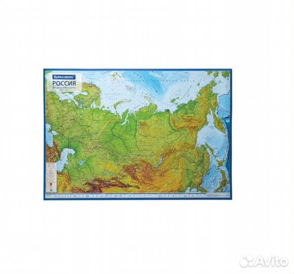 Карта России физ. 101х70 см, 1:8,5М, с лам. интера