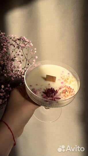 Свеча в хрустальном бокале ручной работы