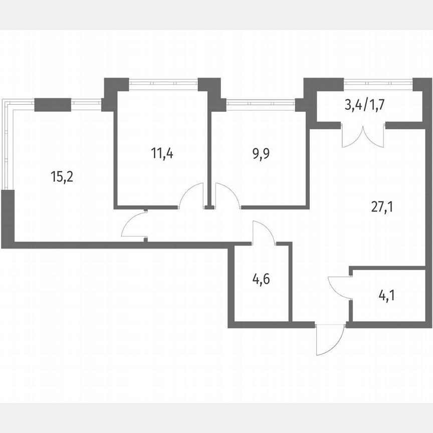 3-к. квартира, 74,2 м², 2/9 эт.