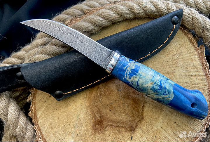 Шейный мини нож для городского ношения из дамаска