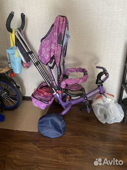 Велосипед детский с ручкой и крышей