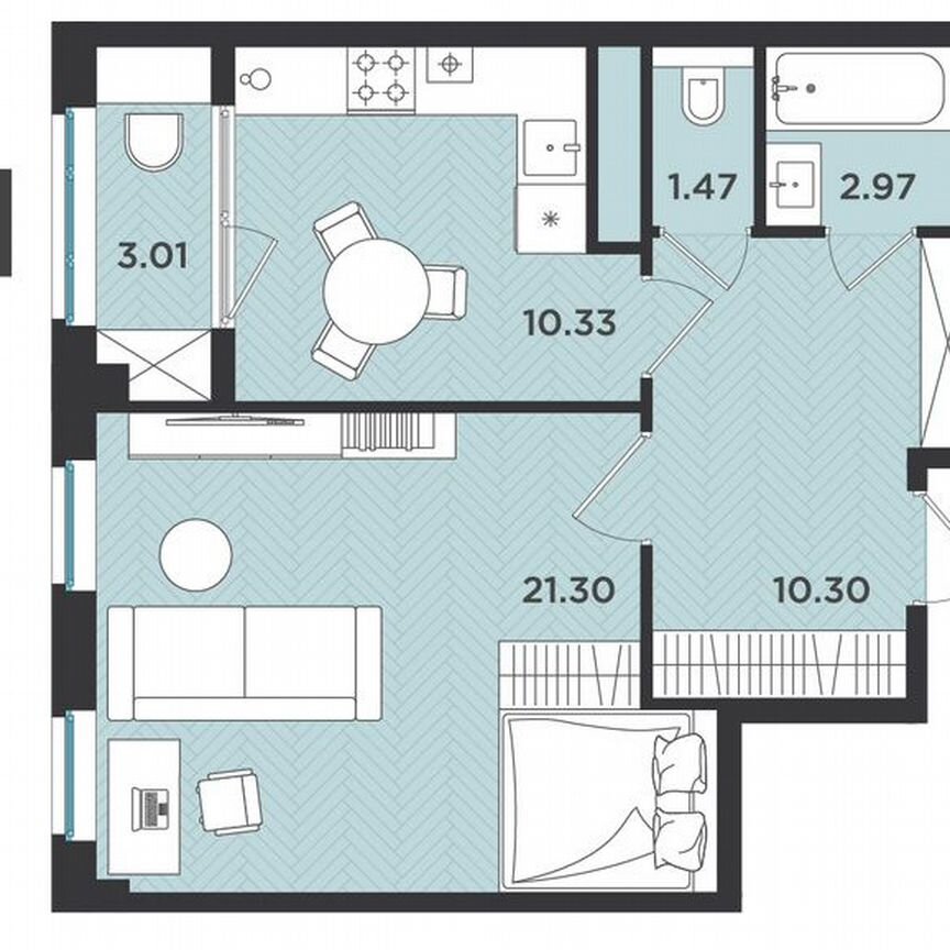 1-к. квартира, 49,4 м², 2/4 эт.