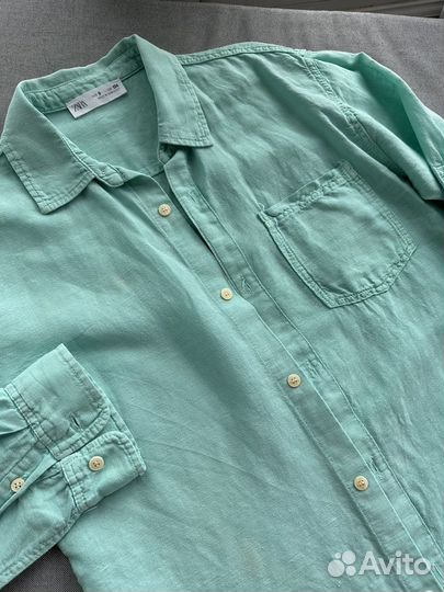 Льняная детская рубашка zara