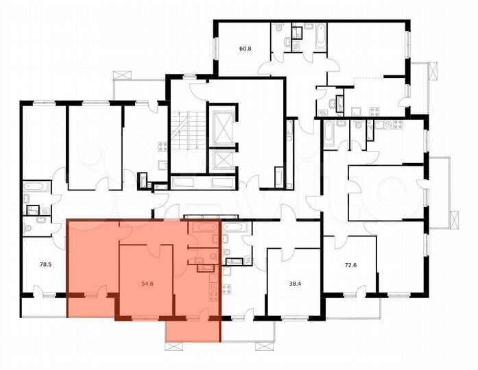 2-к. квартира, 54,6 м², 7/25 эт.