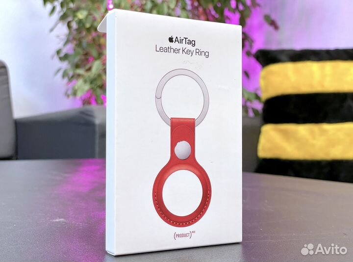 Чехол AirTag Leather Key Ring Red (Оригинал)