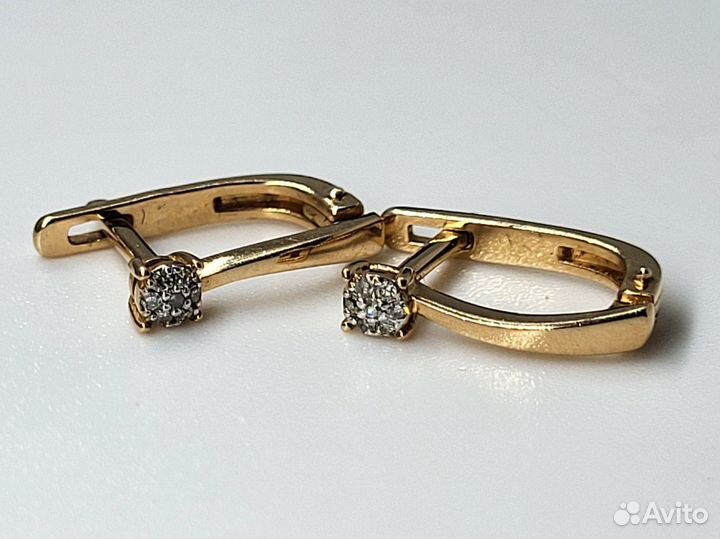 Золотые серьги 585* с бриллиантами 1,68гр
