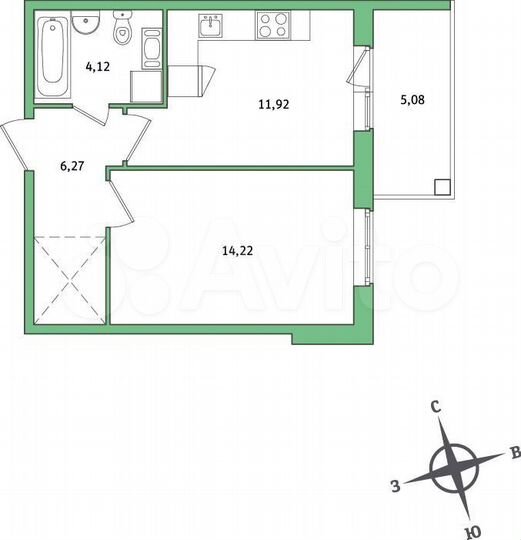 1-к. квартира, 39,1 м², 4/9 эт.