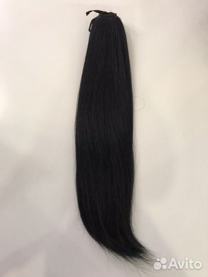 Хвост из натуральных волос на ленте (50см)