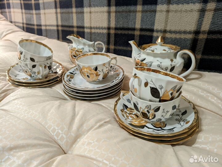 Сервиз чайный Золотая Роза, СССР, Вербилки, фарфор