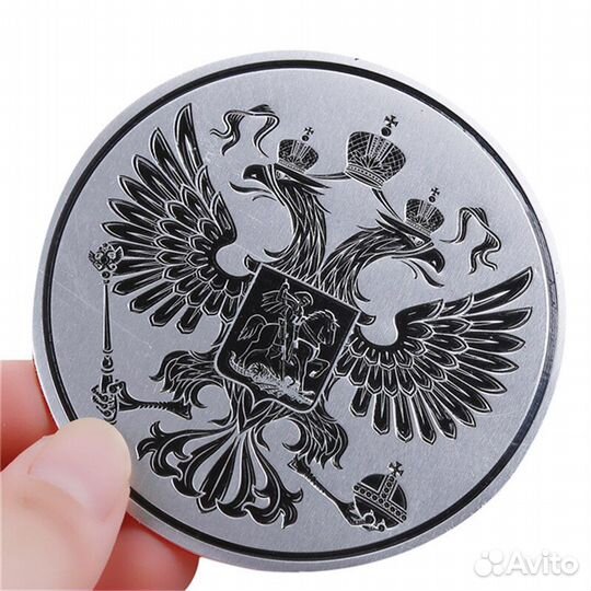 Металлическая наклейка на авто герб России шильдик