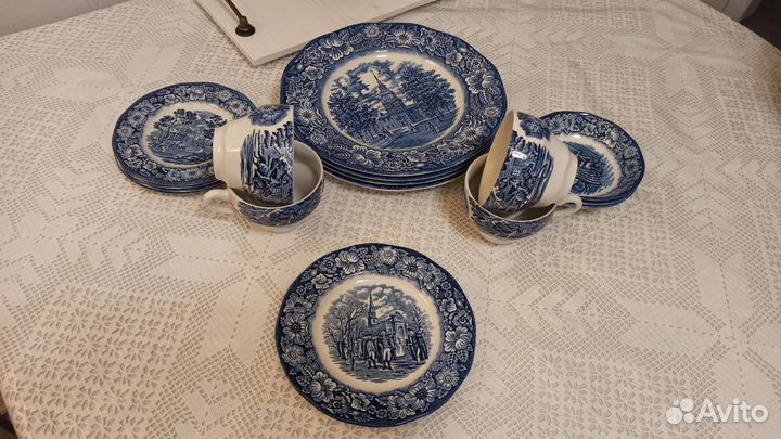 Тарелки Staffordshire Liberty Blue. Антиквариат