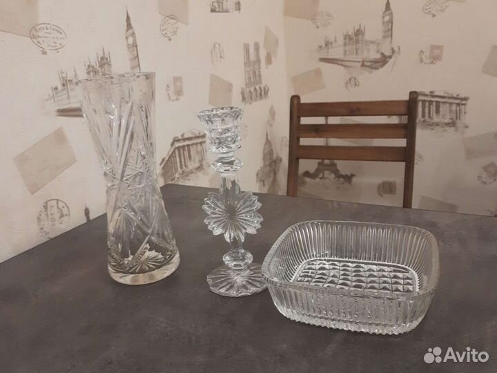 Хрустальная ваза, подсвечник СССР