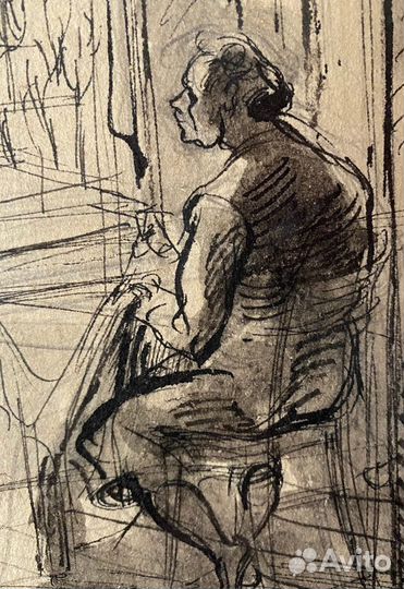 Милашевский В.А.(1893-1976) За рукоделием 20е серт