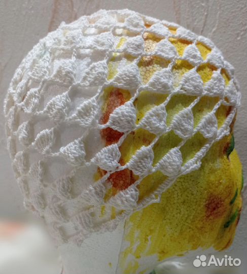Ажурная шапка-сетка кроше летняя, берет