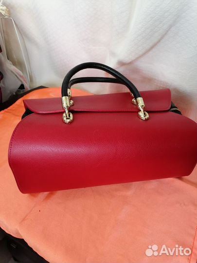 Кожаная сумка саквояж