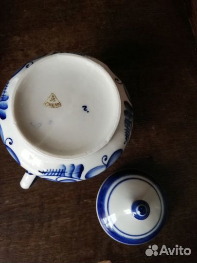 Сахарница масленка Старая Гжель фарфор СССР