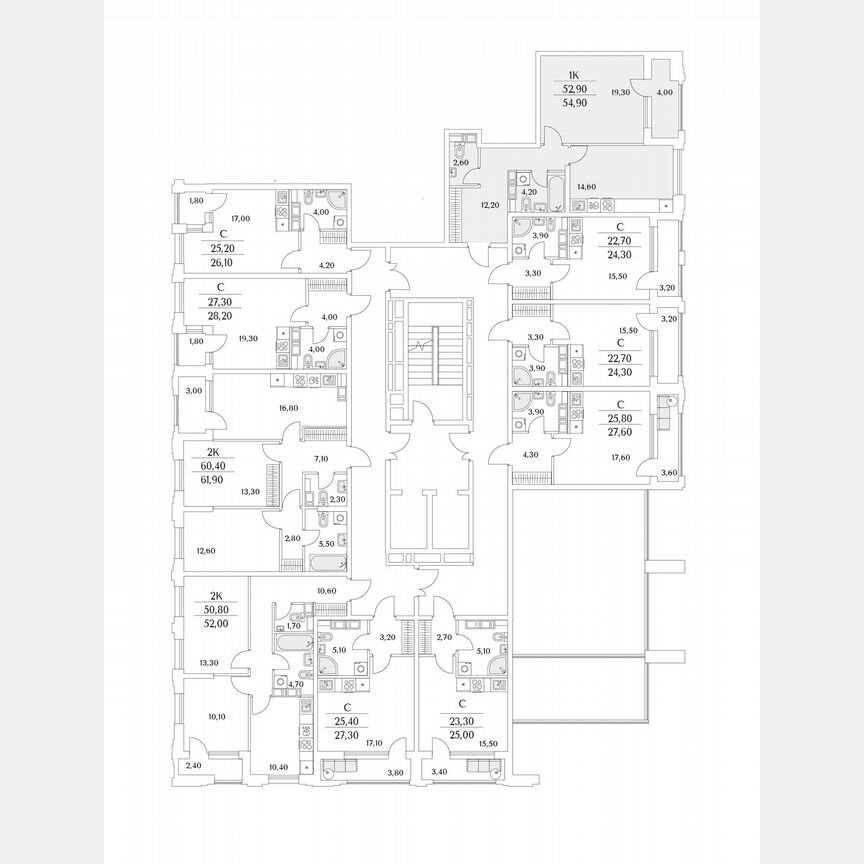 1-к. квартира, 54,9 м², 2/13 эт.