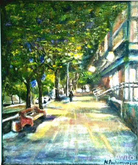 Картина маслом на холсте,городской пейзаж