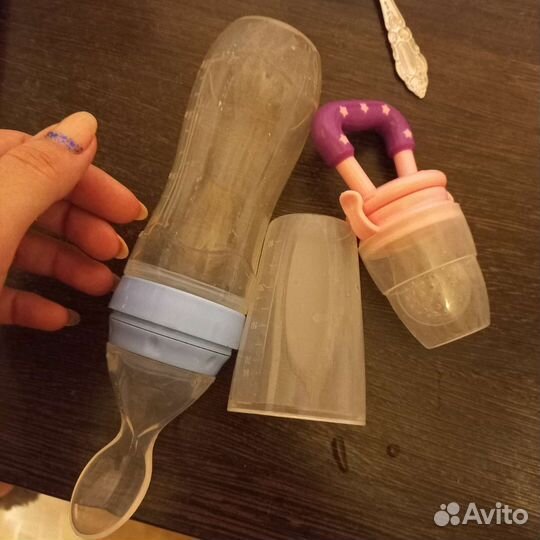 Бутылочка avent, ниблер и бутылочка с ложкой