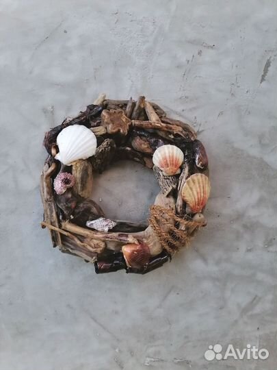 Венок интерьерный, дрифтвуд, плавник, d 20 см