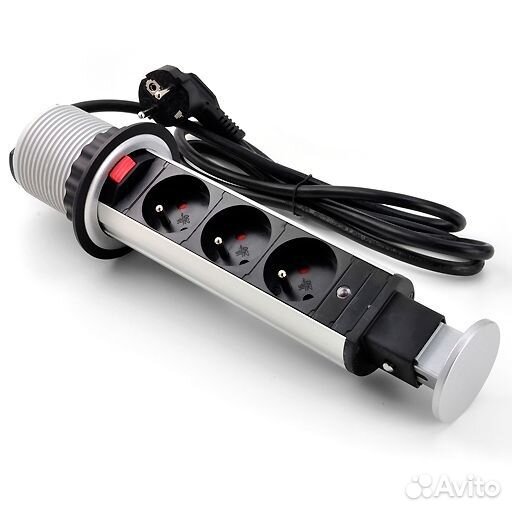 Блок розеток выдвижной, вертикальный со шнуром пи