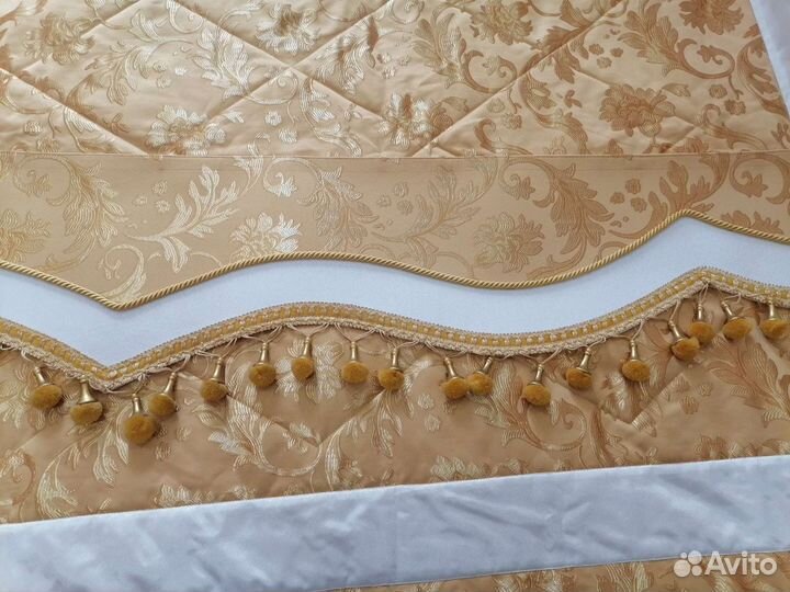 Покрывало стеганое, шторы, ламбрекен, тюль